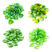 20 Pcs/lot Green Leaf Shape Beads Glass and Acrylic Beads for Jewelry Making Handmade DIY Accessories Beads