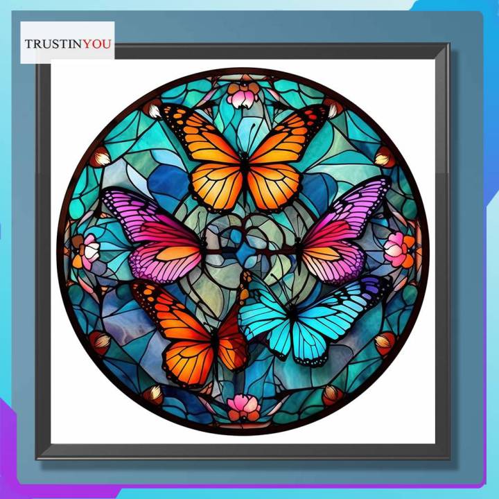 5D DIY Full Round Drill Diamond Painting - Stained Glass Butterfly