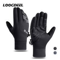 LOOGDEEL ถุงมือขี่จักรยานผู้หญิงผู้ชาย Windproof อบอุ่นกันน้ำลื่นหน้าจอสัมผัสสะท้อนแสงกีฬาจักรยานวิ่งถุงมือจักรยาน