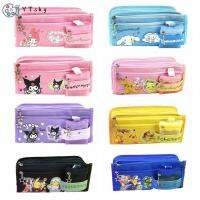 YTSKY เคสปากกาอะนิเมะแบบถอดได้,กระเป๋าใส่ดินสอ Dompet Koin Cinnamoroll Pikachu สีดำไปโรงเรียน