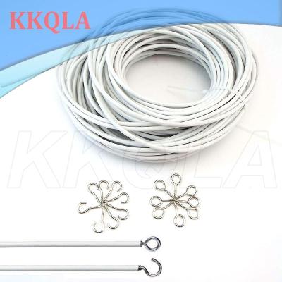 QKKQLA 0.5m 1M 2m PVC Curtain Window Cord Cable Net Track Wire Windows Wall Hanging Line HOOKS EYES For Car Caravans Boats