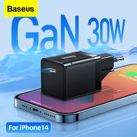 Baseus ที่ชาร์จ GaN PD 30W,USB เร็ว Type C USB PD3.0 QC3.0 PPS ตัวชาร์จไฟสำหรับ iPhone เร็ว14 13 12 11 Pro Max แท็บเล็ต
