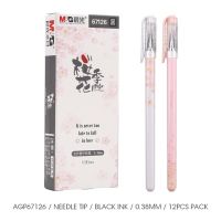ชุดปากกาเจลสุดน่ารักซากุระสีชมพูมก. ปากกาหมึกเจลสีดำพับเก็บได้0.5มม. 0.38มม. สำหรับลูกกลิ้งเครื่องเขียนปากกาอุปกรณ์การเรียน