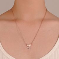 [COD] and ins sen mother-of-pearl butterfly necklace female light luxury niche design micro-inlaid zircon clavicle chain