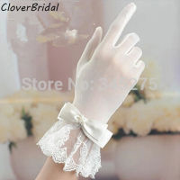 CloverBridal 2022wrist length finger bow-tie belt short ivory lace wedding s bridal for bride wedding accessories