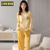 CMENIN สัตว์น่ารักผ้าฝ้ายแขนยาวกางเกงฤดูใบไม้ร่วงฤดูหนาว Loungewear ชุดนอนสตรีชุดโฮมแวร์ KY-8707