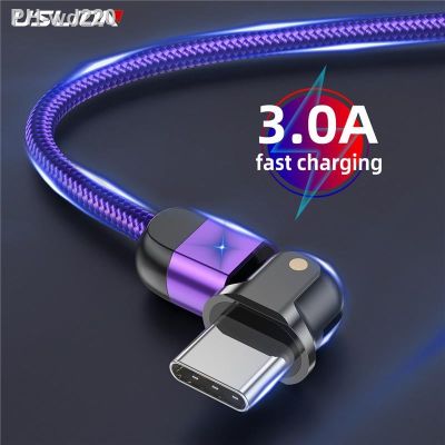 ◕ USLION Type C USB Cable USB-C 3A Fast Charging For Samsung S10 S9 Xiaomi Huawei usb c Mobile Phone Data Cable 180 Rotation Cable