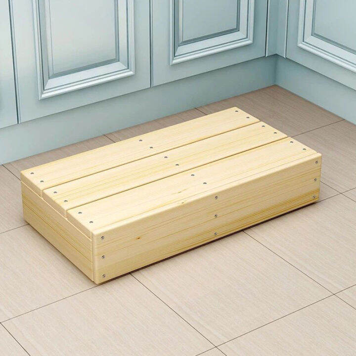Solid wood padded footstool steps toilet piano raised footboard washing