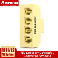 AMPCOM RJ11 โทรศัพท์แปลงRJ-11 คลาสสิก 6 Pinsหญิง 1 ถึง 3 และ 4 โทรศัพท์โทรศัพท์สายเคเบิ้ลS plitterอะแดปเตอร์