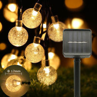 Outdoor LED Solar Crystal Ball String Lights Waterproof Flash Fairy Garland For Patio Yard Garden Christmas Decoration etc.