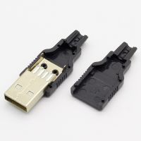 HVJ-Imc 10pcs Type A Male Usb 4 Pin Plug Socket Connector With Black Plastic Cover