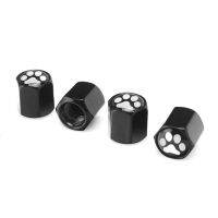 Cute Paw Print Black Car Tyre Valve Caps Tire Air Dust Stem Covers With Keychain For Benz BMW VW Mitsubishi Suzuki car styling Valve Stems  Caps  Adap