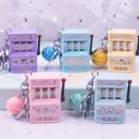 Kawaii Sanrio KeyChain Casino Game Console Melody Cinnamoroll Kuromi Cute Fashion Mini Simulation Turn Machine Keychain Toy Gift