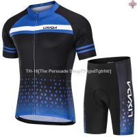 ☃☑ Men Cycling Jersey Set Breathable Quick-Dry Short Sleeve and Padded Shorts MTB Cycling Outfit Set