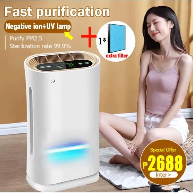 Air Purifier With LCD Display HEPA Filter Negative Ion Air Cleaner with