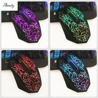 USB ไฟสัญญาณออปติคอลเมาส์เล่นเกมส์ AMELY เม้าส์ LED เมาส์มีสายเมาส์ RGB แล็ปท็อปมืออาชีพตามหลักสรีรศาสตร์