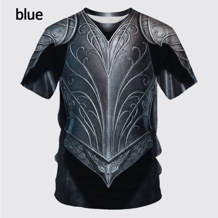 2023-new-medieval-armor-3d-print-t-shirt-mens-casual-funny-round-neck-short-sleeved-t-shirt-s-5xl