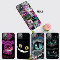 Casing หรับ iPhone 14 13 11 Pro Max 11 Mini 8+ 8 Plus Disney Cartoon Cheshires Cat Pattern Phone เคสโทรศัพท์ อ่อนนุ่ม TPU Shockproof Black ปก