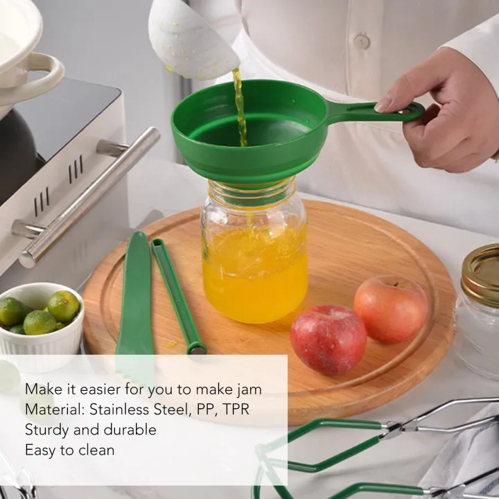 6 Pcs Canning Kit Canning Funnel Tong Bubble Popper Jar ประแจ Lifter