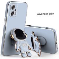 Xiaomi Poco X4 GT F4 GT M4 Pro 5กรัม X3 NFC หรูหราตารางขอบชุบกลับ TPU Soft Case กับนักบินอวกาศผู้ถือปลอกมันวาว