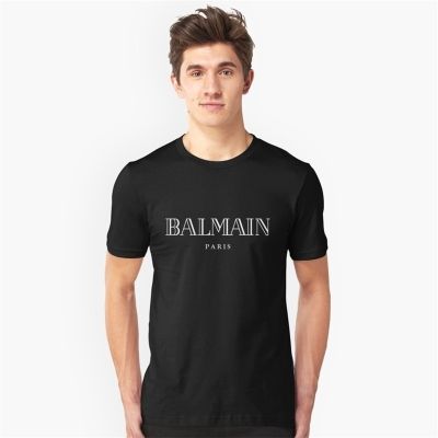 Balmain Letter Printed Allmatch Simple Mens Tshirt 100% Cotton Gildan