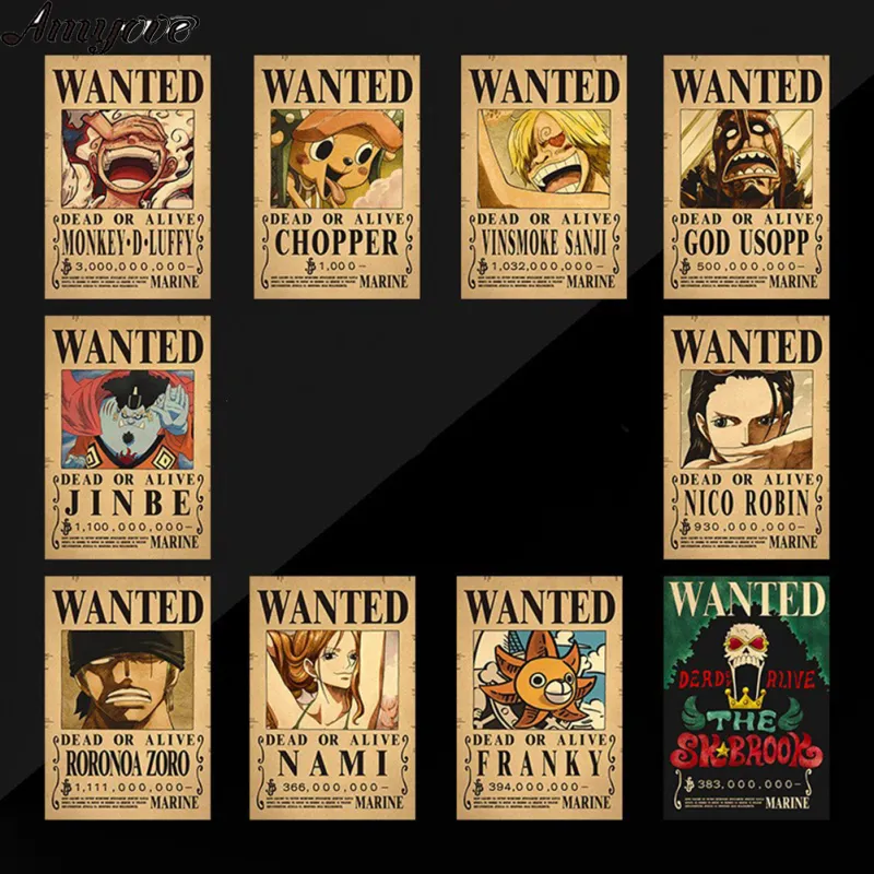 New One Piece Wanted Posters Anime Action Figure Vintage Posters Children  Room Living Wall Decoration Anime Paintings Stickers | Fruugo MY