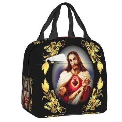 ✚☾ Sacred Heart Of Jesus Catholic Detente Sagrado Corazon De Insulated Lunch Bags Cooler Thermal Bento Box Kids School Children