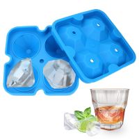 Bar Accessories Silicone Kitchen Tool Ice Ball Maker Mold Diamond Shape Ice Cube Tray for Whiskey Cocktails Ice Maker Ice Cream Moulds