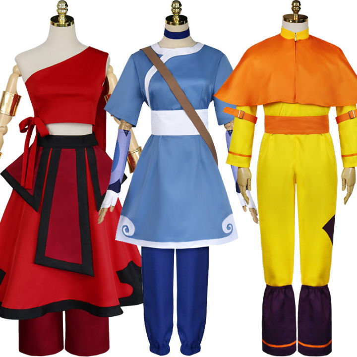 Cosplay Anime Girl Avatar The Last Airbender Katara Fire Nation Aang Costume Women Halloween 0582