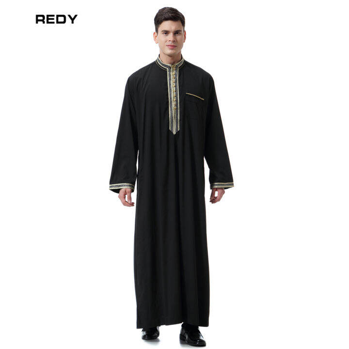 redy-men-s-thobe-kaftan-islamic-ชุดเดรสอาบายาชุดคลุมดูไบตะวันออกกลางแขนยาวซาอุดิอาหรับ