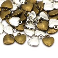 10Pcs Vintage Heart Metal Labels Silver Bronze Handmade Tags for Clothes Hats Alloy Charms Pendant Hand Made Jewelry Accessories Stickers Labels