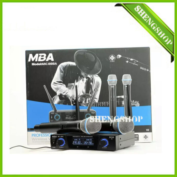mba-ไมค์โครโฟนไร้สาย-ไมค์ลอยคู่-vhf-wireless-microphone-รุ่น-mic-888a-v2-จัดส่งฟรี-เก็บปลายทางได้