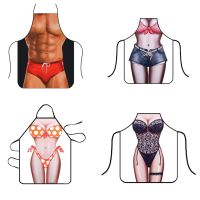 Funny 3D Kitchen Apron Digital Printed y Naked Men Aprons Super muscle Hero Pattern Dinner BBQ Barbecue Cooking Uniform