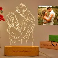 Personalized Photo 3D Lamp Customized Wedding Anniversary Valentines Day Gift Night Light Picture Text Engraving Couple Gift Night Lights