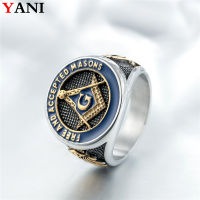 YANI เครื่องประดับ HF387บุคลิกภาพวินเทจmasonic แหวนเหล็กไทเทเนียมสำหรับผู้ชาย