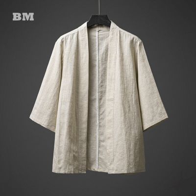 ZZOOI 2021 Chinese Tang Suit Improved Hanfu Ethnic Style Plus Size Road Gown Harajuku Cardigan Summer Tai Chi Shirt Men Clothing