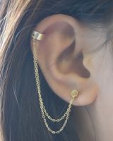 1 piece Personality exaggerated Earrings ear clip metal tassel Earrings chain pendants