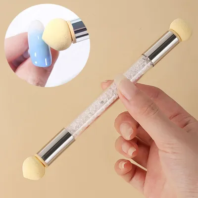 Nail Gel Painting Brush Set Double-ended Gradient Shading Pen Dotting Brush Sponge Head Handle Manicure Nail Art dyed Tool