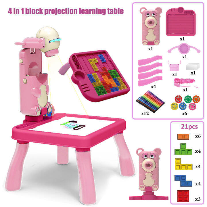 4-in1-drawing-projector-with-camera-drafting-table-kids-drawing-table-led-painting-desk-toys-for-children-educational-games