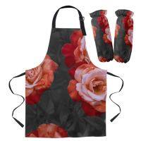 Rose Floral Elegance Chef Apron ผ้ากันเปื้อนทำอาหารครัวเบเกอรี่อุปกรณ์เสริมผ้ากันเปื้อนสำหรับ Men Women