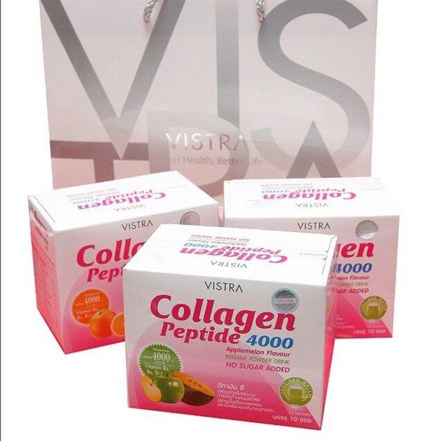 อร่อย-พร้อมส่ง-คอลลาเจนดื่มเพียว-หรือผสมอาหาร-vistra-collagen-peptide-4000-orange-วิสทร้า-คอลลาเจน-เปปไทด์-รสส้ม