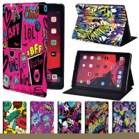 （Hoshi electron）แท็บเล็ต FolioStand Case Cover สำหรับ IPad 5/6/7/8th /1/2/3/4/5 /Ipad 2/3/4 Graffiti Art Print Pattern