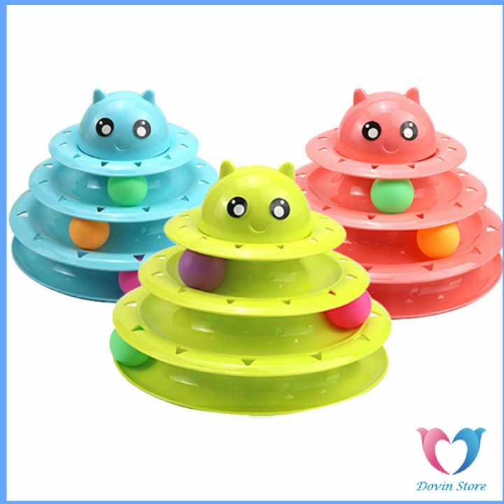 รางบอล-ตาโต-รางบอล-ของเล่นแมวทรงโดม-4-ชั้น-cat-play-plate