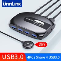 USB Unnlink 3.0สวิตช์ KVM 2หรือ4คอมพิวเตอร์แบ่งปัน4อุปกรณ์ USB สำหรับเมาส์และคีย์บอร์ดเครื่องพิมพ์ U Disk