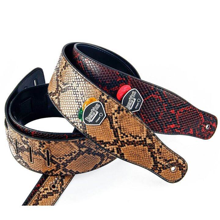 snake-pattern-high-quality-soft-leather-guitar-strap-free-guitar-picks-acoustic-electric-bass-strap-guitar-accessories