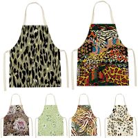 Abstract Leopard Geometric Figure Flower Kitchen Apron Housewife Bib Lunch Break Apron Cooking Animal Home Textiles Antifouling