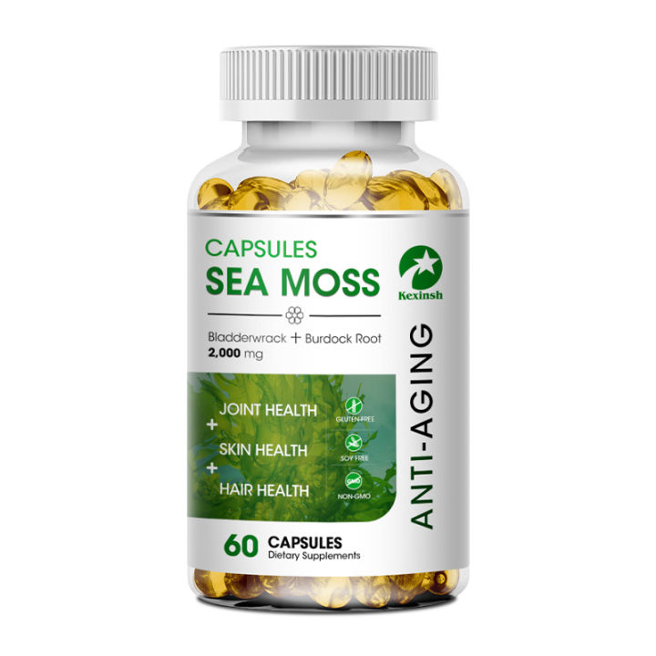 Kexinsh Sea Moss Capsules Raw Organic Rich In Vitamin Mineral Boost ...