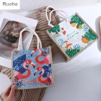 Tas Jinjing Kanvas สไตล์ญี่ปุ่นที่สร้างสรรค์ RUOHE กระเป๋าสะพายไหล่กระเป๋าหนังสือกระเป๋าถือช็อปปิ้ง