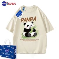 【July hot】 NASA NTYB joint panda print short-sleeved t-shirt mens summer thin section loose round neck tide brand half-sleeved top