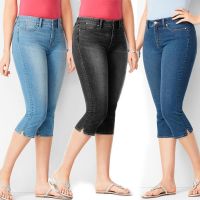 Woman 39;s Jeans Black Denim Pants Ladies Cropped Trousers Skinny Knee Length Women Elastic High Waist Mom Plus Size